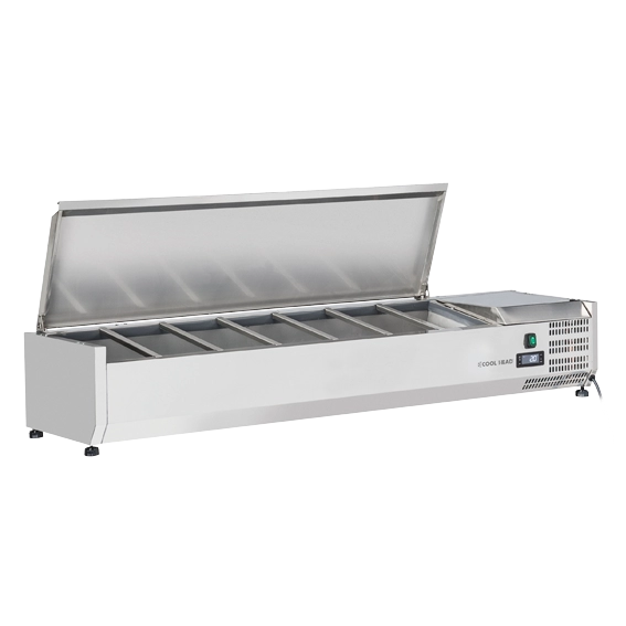 Saladette à Poser 150 cm - 7 bacs GN1/4 - Inox