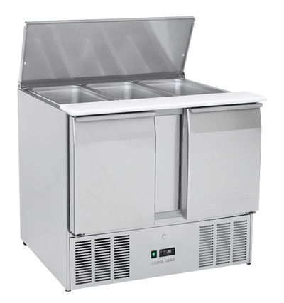 Saladette réfrigérée 2 Portes Avec Couvercle Inox