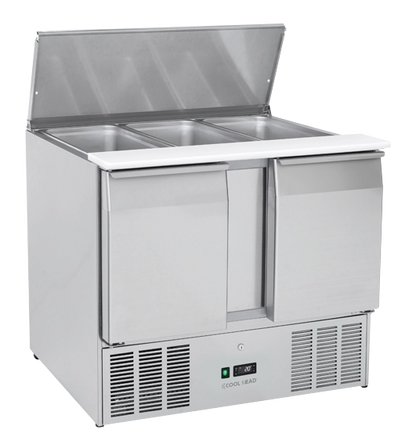 Saladette réfrigérée 2 Portes Avec Couvercle Inox