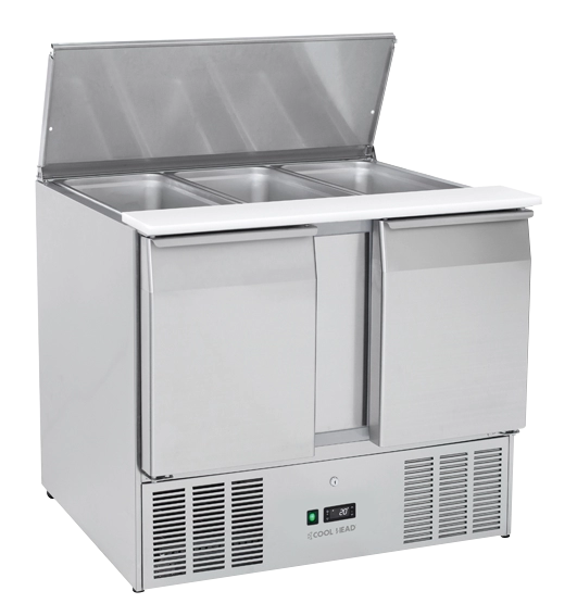 Saladette réfrigérée 2 Portes Avec Couvercle Inox