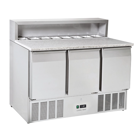 Saladette 3 Portes Dessus Granit 8 Bacs Gn 1/6